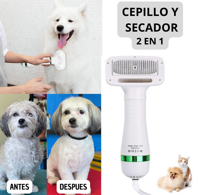 CEPILLO Y SECADOR DE MASCOTAS 2 EN 1