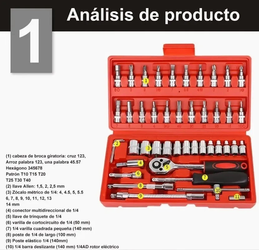 Caja Set Dados Herramientas 42 Piezas
