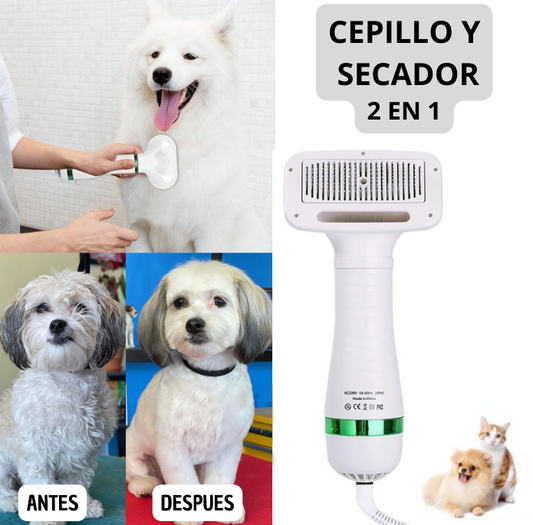 CEPILLO Y SECADOR DE MASCOTAS 2 EN 1