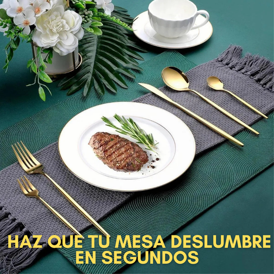 Juego De Cubiertos De 24 Piezas Dorado