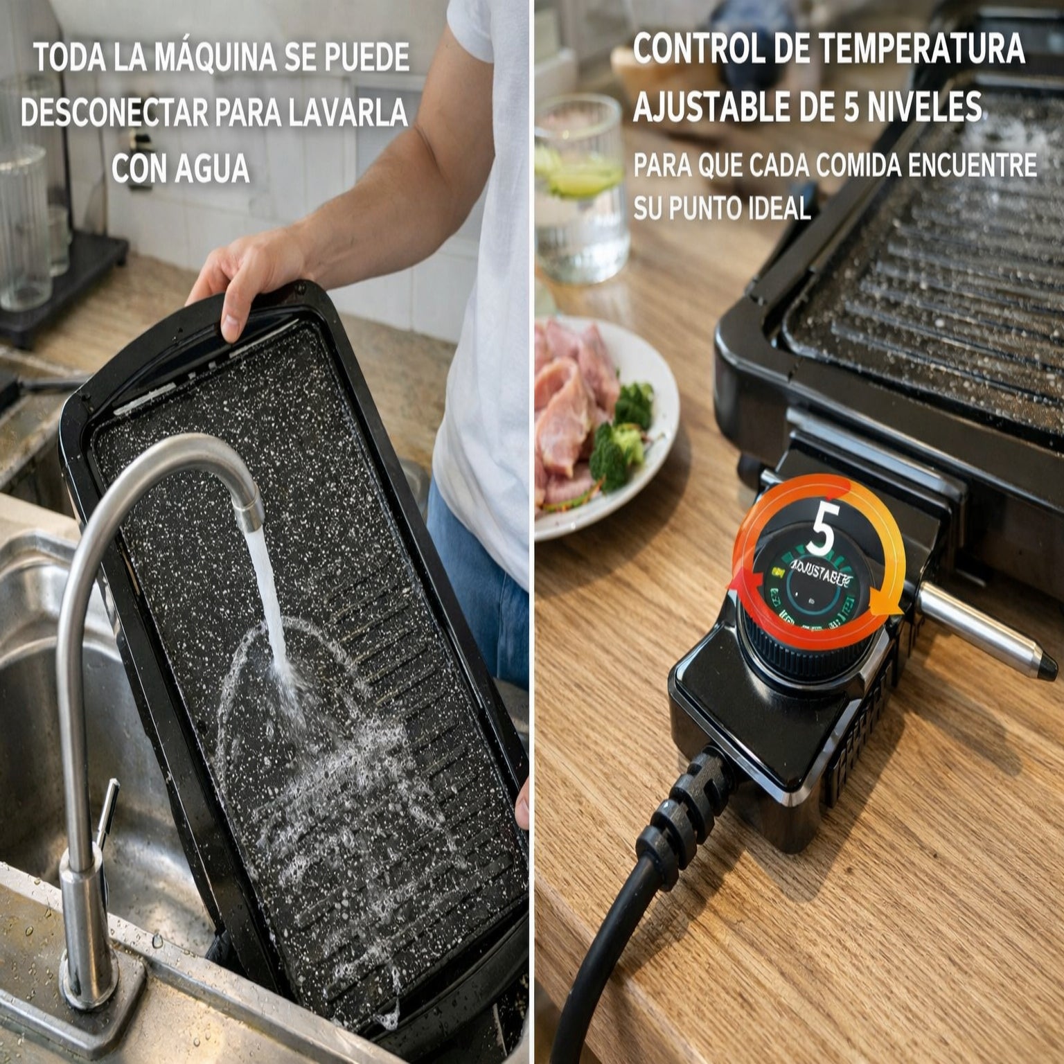 Plancha Cocción Eléctrica Antiadherente